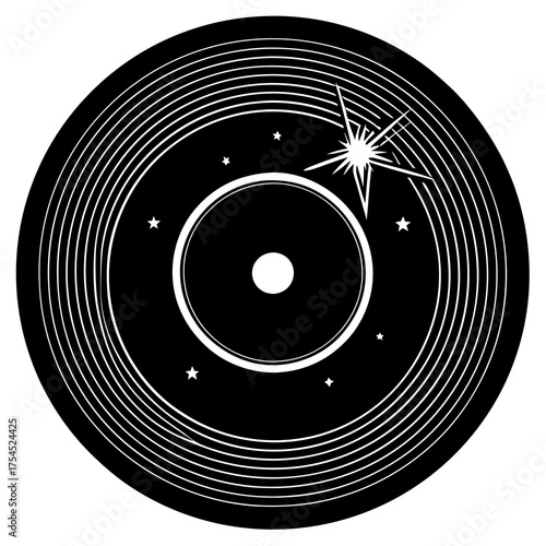 Vintage Vinyl Record Icon Vector for Music Design