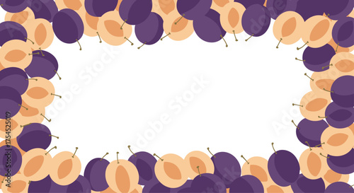 A beautiful border made of delicious purple and yellow plums.