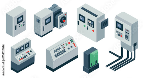Isometric electrical control panels and components for industrial automation