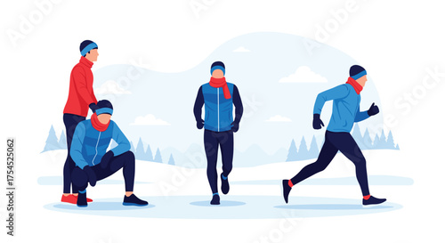 Winter athletes engage in various cold weather sports and exercises.