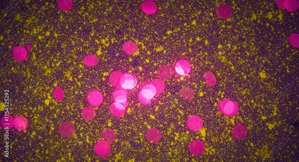 Abstract pink circles on yellow dark background