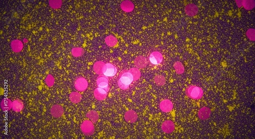 Abstract pink circles on yellow dark background