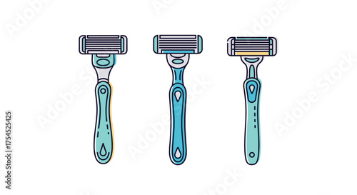 Three modern three blade razors for personal grooming.