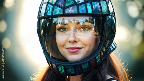 portrait of a girl in a helmet