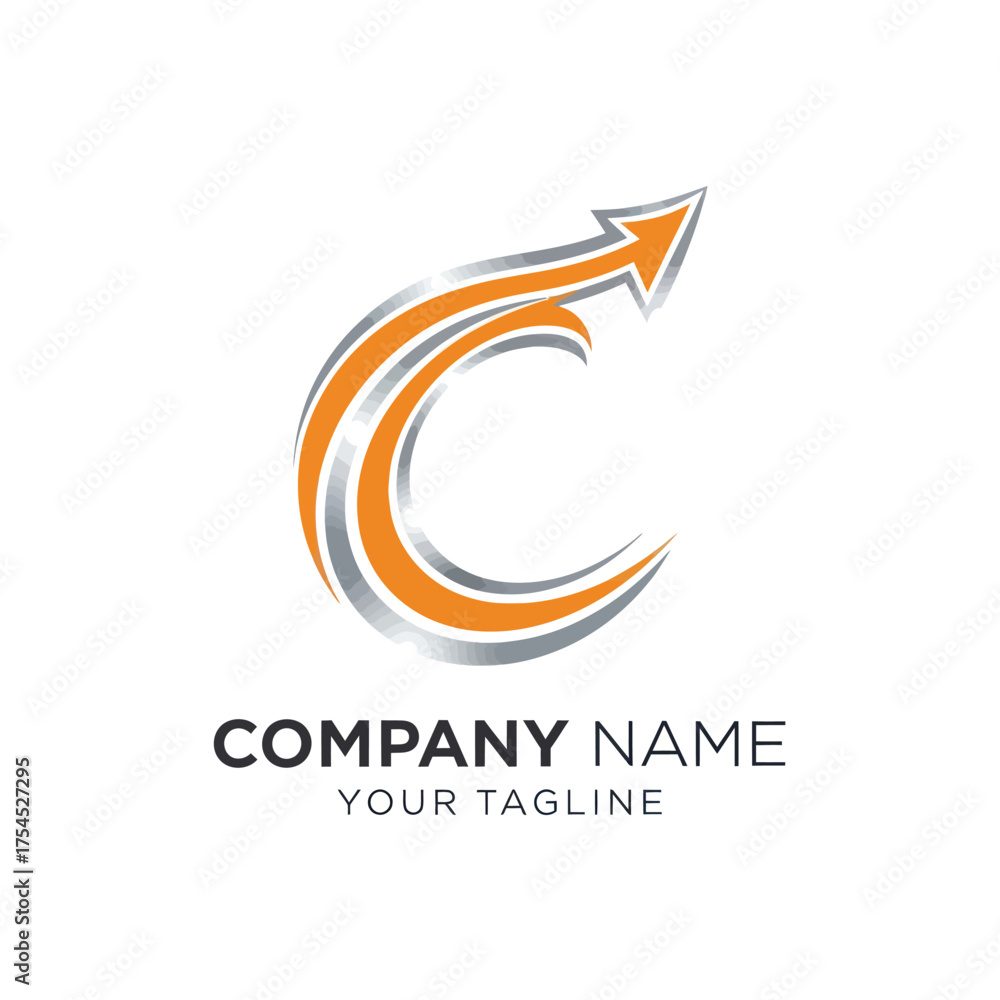 Fototapeta premium Dynamic upward arrow logo representing growth and progress for a company.