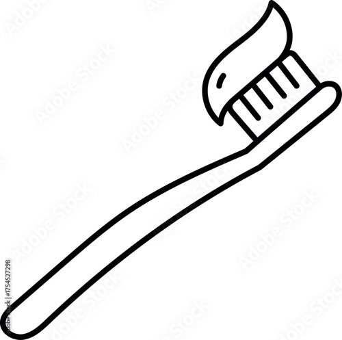 Tooth Brush with paste outline. Toothbrush icon in flat style. Tooth brush paste logo
