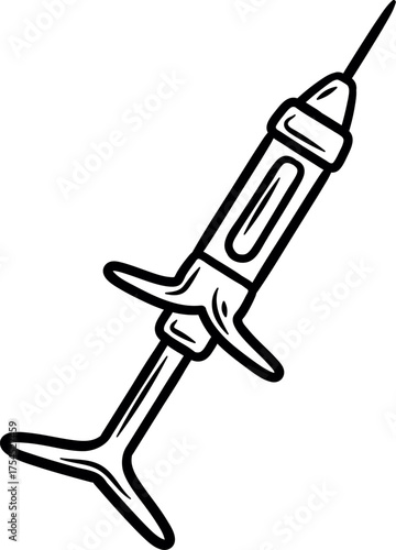 Dental aspirating syringe line art vector. Vector of dental syringe. Dental Syringe icon