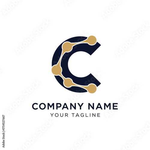 Elegant C Letter Logo Design with Technological Connection.