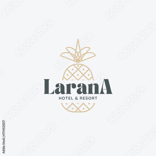 Elegant pineapple logo design for LaranA Hotel & Resort evokes tropical luxury and sophisticated hospitality experiences