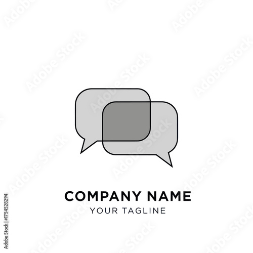 Communication concept with overlapping speech bubbles for company branding.