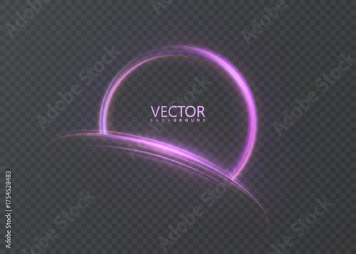A vector glowing circular frame with a purple halo, soft glow, and glossy highlights along the edges. Suitable for user interface design, techno rings, panels, and overlays in presentations and apps.