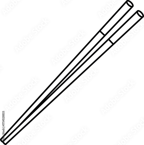 Chopsticks outline. Icon of Eating stick. Line art vector of chopsticks on white background. Food Chopstick
