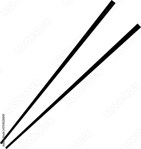 Silhouette of chopsticks. Solid black Eating stick. Food Chopsticks Vector illustration. 