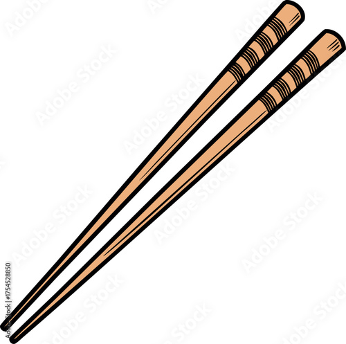 Vector of chopsticks. Eating stick icon. chopsticks on white background. Food Chopsticks. Vector illustration of Traditional Asian Bamboo Utensils Color Chopstick