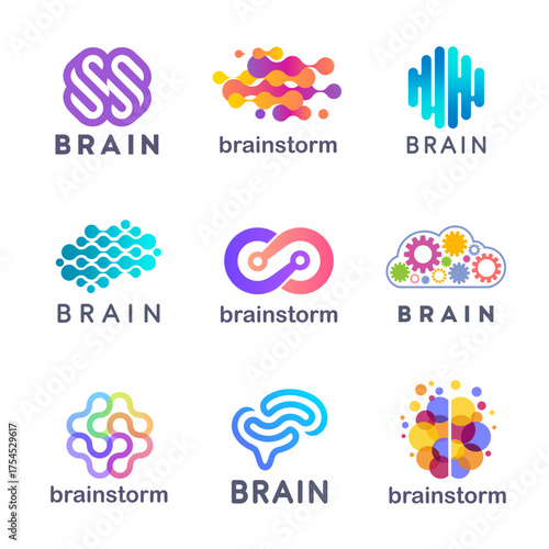 Abstract vector logo design template, the logo for creativity, brainstorm. Brain icon concept.	