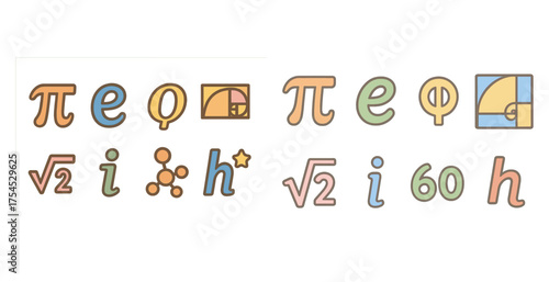 Mathematics line icons set – educational, flat, learning and science symbols