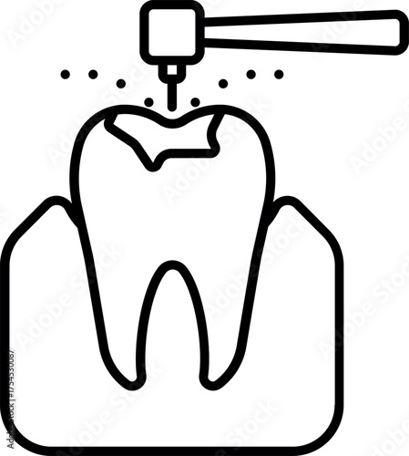Tooth drilling vector illustration. Tooth Drilling Icon Style. Drill Tooth Icon - Drilling Tooth Icon. Tooth Drilling Vector Icon. dental drill tooth icon sign vector. 