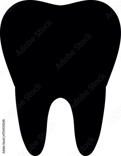 Human tooth silhouette vector. Black Tooth Silhouette Vector Icon. Dental Symbol for Health and Medical Design. Graphic for Dentistry and Dental Care Illustration. Tooth vector icon, tooth silhouette.