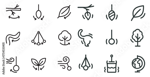 Nature and recycling line icons set – outline, eco, sustainable concepts