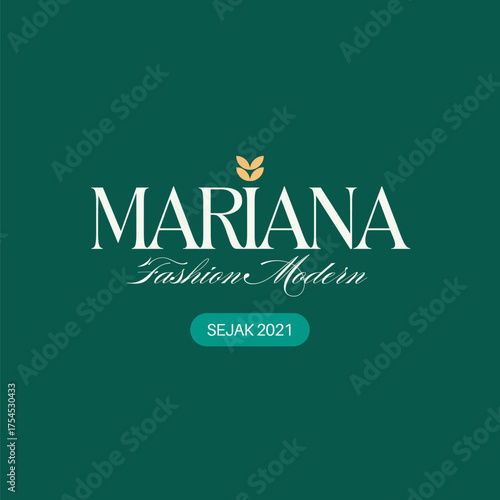 Elegant Mariana Fashion Modern brand logo design with established date, perfect for modern apparel businesses seeking sophisticated branding.