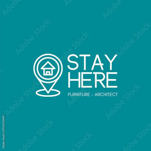 Modern branding for furniture and architect services with a distinctive location marker and house symbol