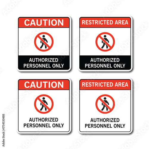 Caution Restricted Area Authorized Personnel Only Sign Set