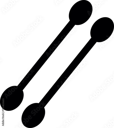 Two cotton swabs silhouette vector. Two cotton buds vector icon. Simple icon of two cotton buds crossing forming the letter x, in black silhouette over white background