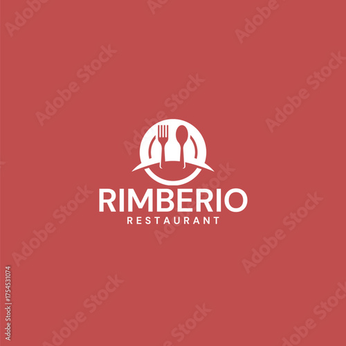 Elegant restaurant logo design featuring modern fork and spoon silhouette, perfect for branding food businesses and culinary ventures.