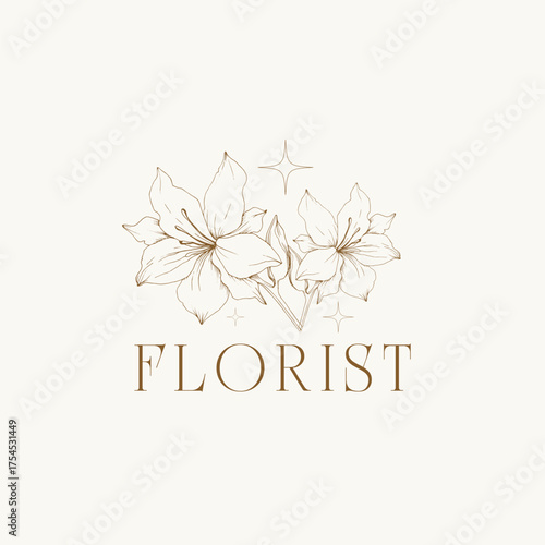 Elegant floral logo design for a modern florist business, exuding natural beauty and refined sophistication for branding.