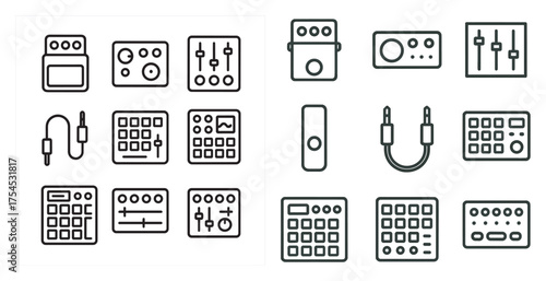 Audio equipment line icons set – outline, linear, music and sound symbols