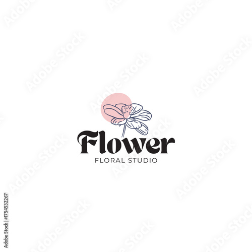 Elegant flower studio logo design with a modern floral touch, perfect for branding and creative projects, bringing a touch of nature to your design.
