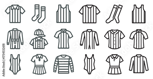Clothing and apparel outline icons set – fashion, design, wardrobe essentials
