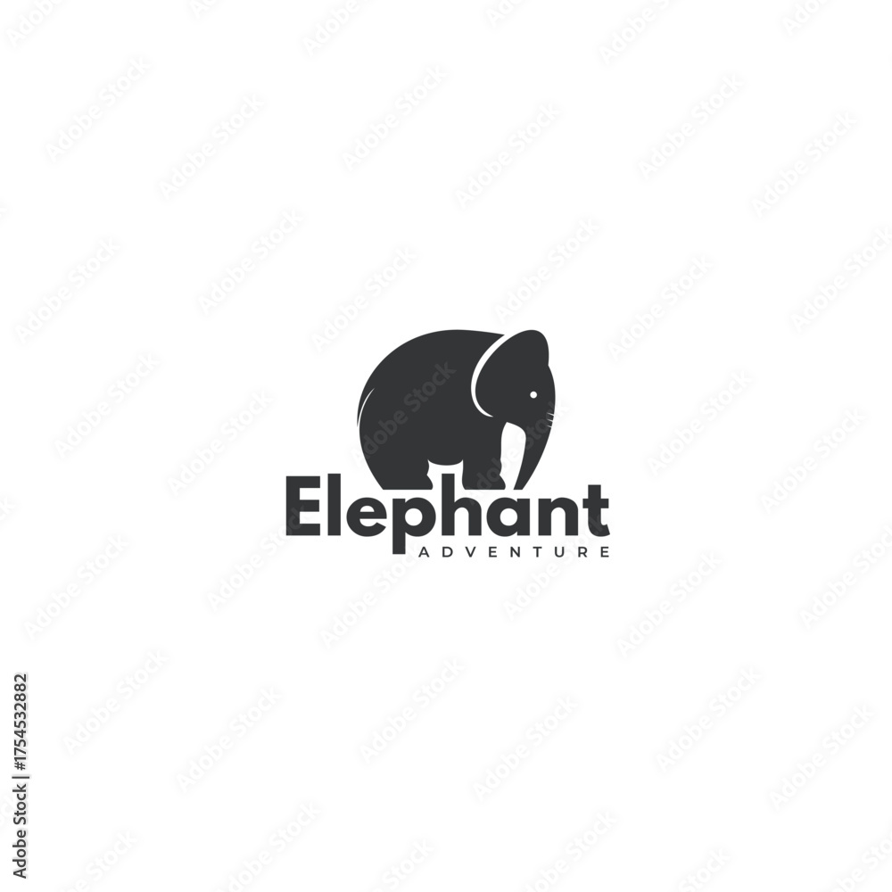 Fototapeta premium Bold elephant silhouette logo design perfect for adventure companies, animal conservation groups, or travel agencies seeking a memorable brand identity