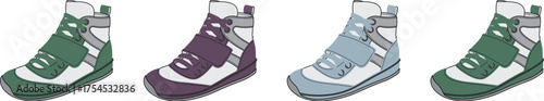 Colorful Wrestling Shoes Vector Illustration for Athletic Gear and Sports Equipment Designs