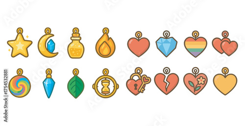 Magic and fantasy icons set – outline, filled, mystical and whimsical symbols