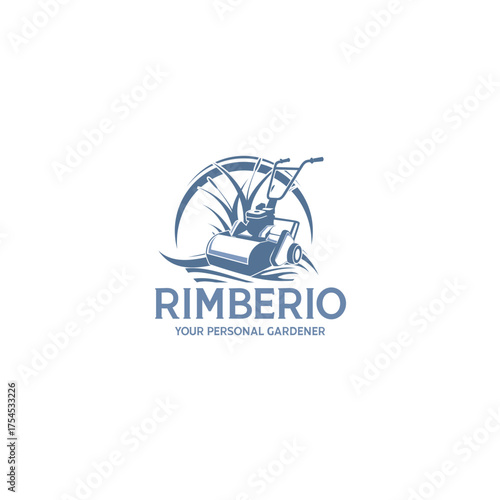 Elegant vintage lawn care logo design with a classic mower, perfect for modern landscaping businesses and gardening services seeking a timeless brand aesthetic