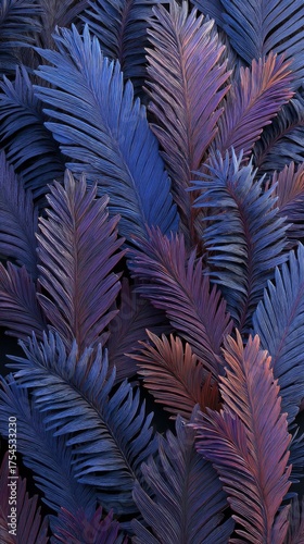 Vibrant and Textured Leaves in Shades of Blue and Purple for Stunning Nature and Decor Backgrounds