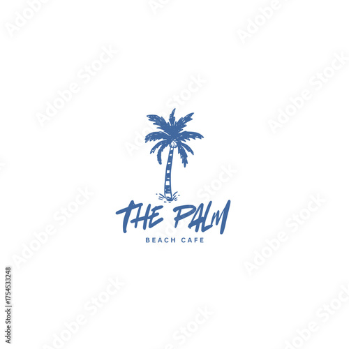 Stylish beach cafe logo design with a palm tree illustration evoking relaxed tropical vibes perfect for branding coastal businesses and island resorts