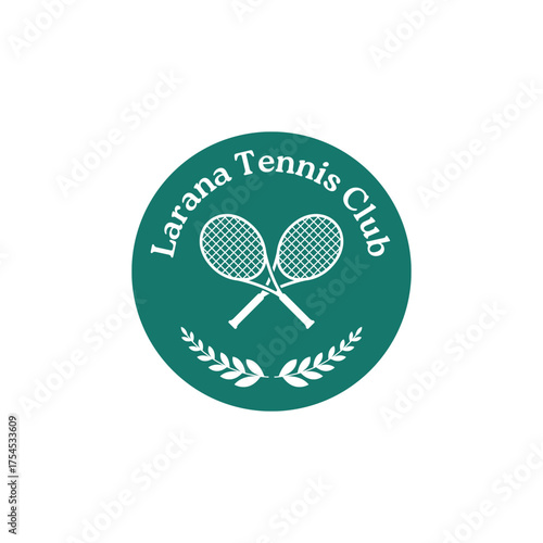 Join the Larana Tennis Club with this vibrant logo featuring crossed rackets and laurel wreath, perfect for branding and promotion of sportsmanship