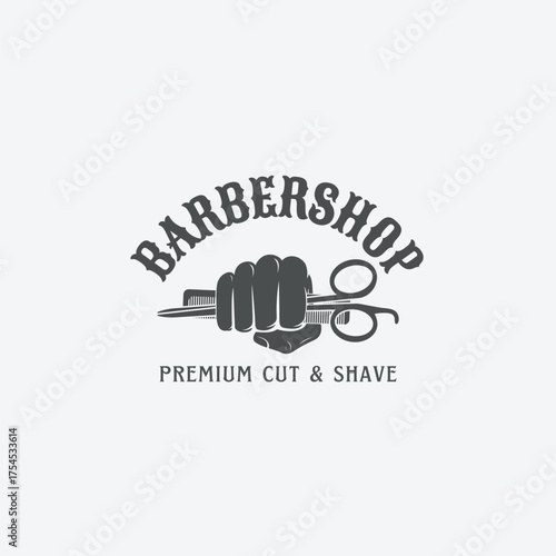 Classic barbershop logo design with vintage appeal for branding and promotions, a premium cut and shave experience for discerning gentlemen