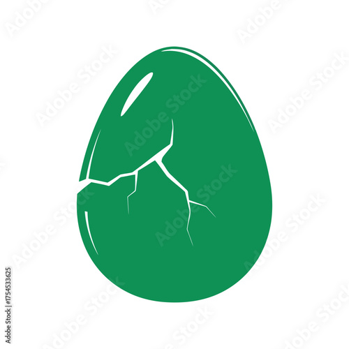 Green cracked egg symbol simple icon represents new beginnings or fragility vector
