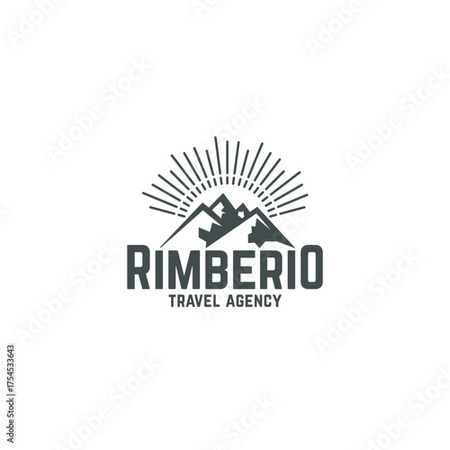 Mountain adventure awaits with this captivating travel agency logo, perfect for branding and attracting outdoor enthusiasts to your next campaign