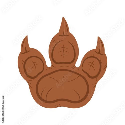 Animal paw print brown furry trace silhouette isolated vector