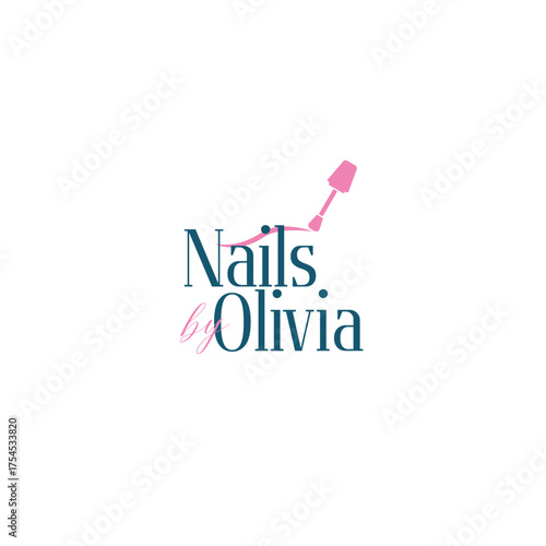 Elegant nail salon logo design featuring a stylized brush stroke and modern typography, perfect for branding and marketing your beauty business.