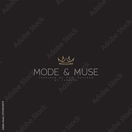 Elegant fashion brand logo with golden crown for a sophisticated, modern design aesthetic perfect for luxury brands and style influencers