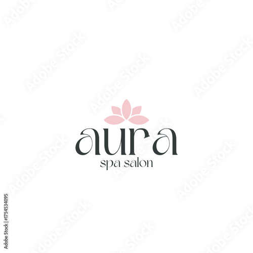 Elegant spa salon logo with lotus flower, perfect for branding a modern wellness center or beauty clinic with a focus on holistic health and beauty