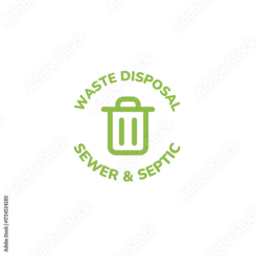 Modern green logo design for waste disposal and septic services promising eco-friendly solutions and sanitation excellence for homes and businesses