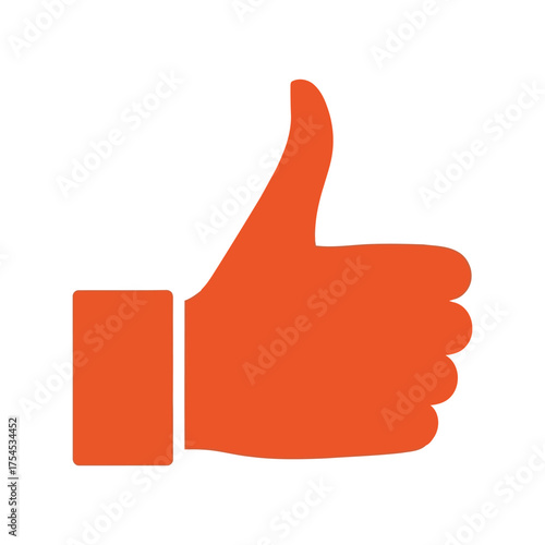Orange thumbs up gesture icon symbol approval positive feedback success vector