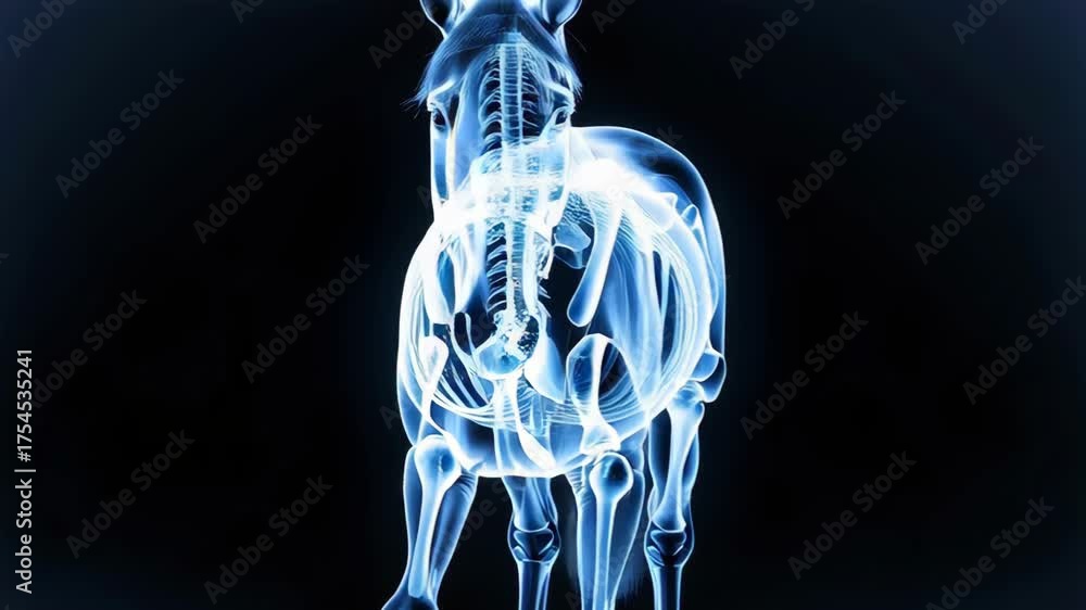 X-ray Visualization of Horse Anatomy Highlighting Skeletal Structure ...