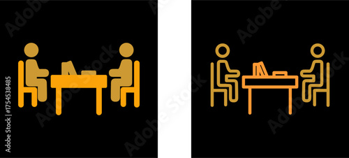 Two Students Studying Vector Icon